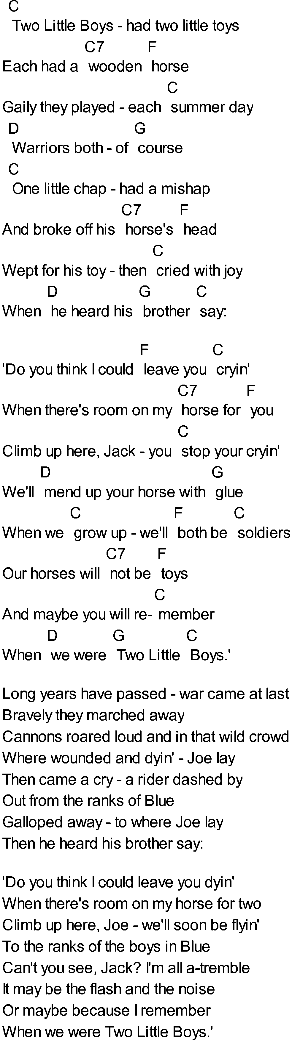 Bluegrass songs with chords - Two Little Boys